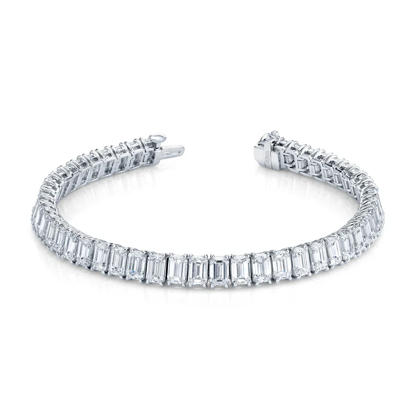 Norman Silverman Platinum Emerald Cut Diamond Bracelet