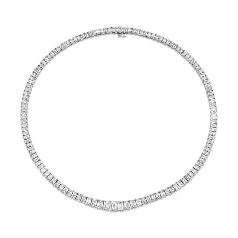 Norman Silverman Platinum Emerald-Cut Diamond Necklace – 37.81ctw - Image 2