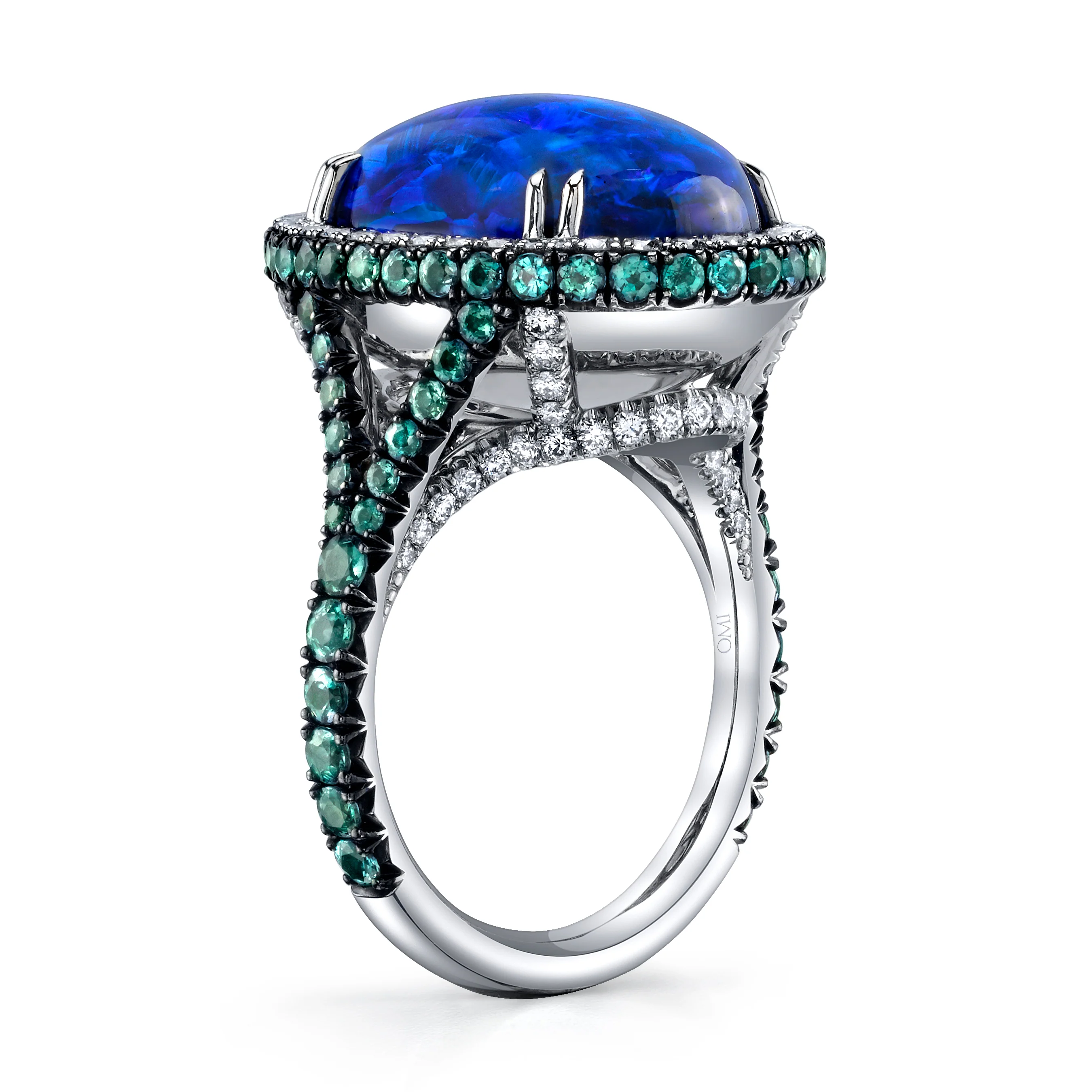 Omi Prive Platinum Colored Gemstone & Diamond Ring - Image 3