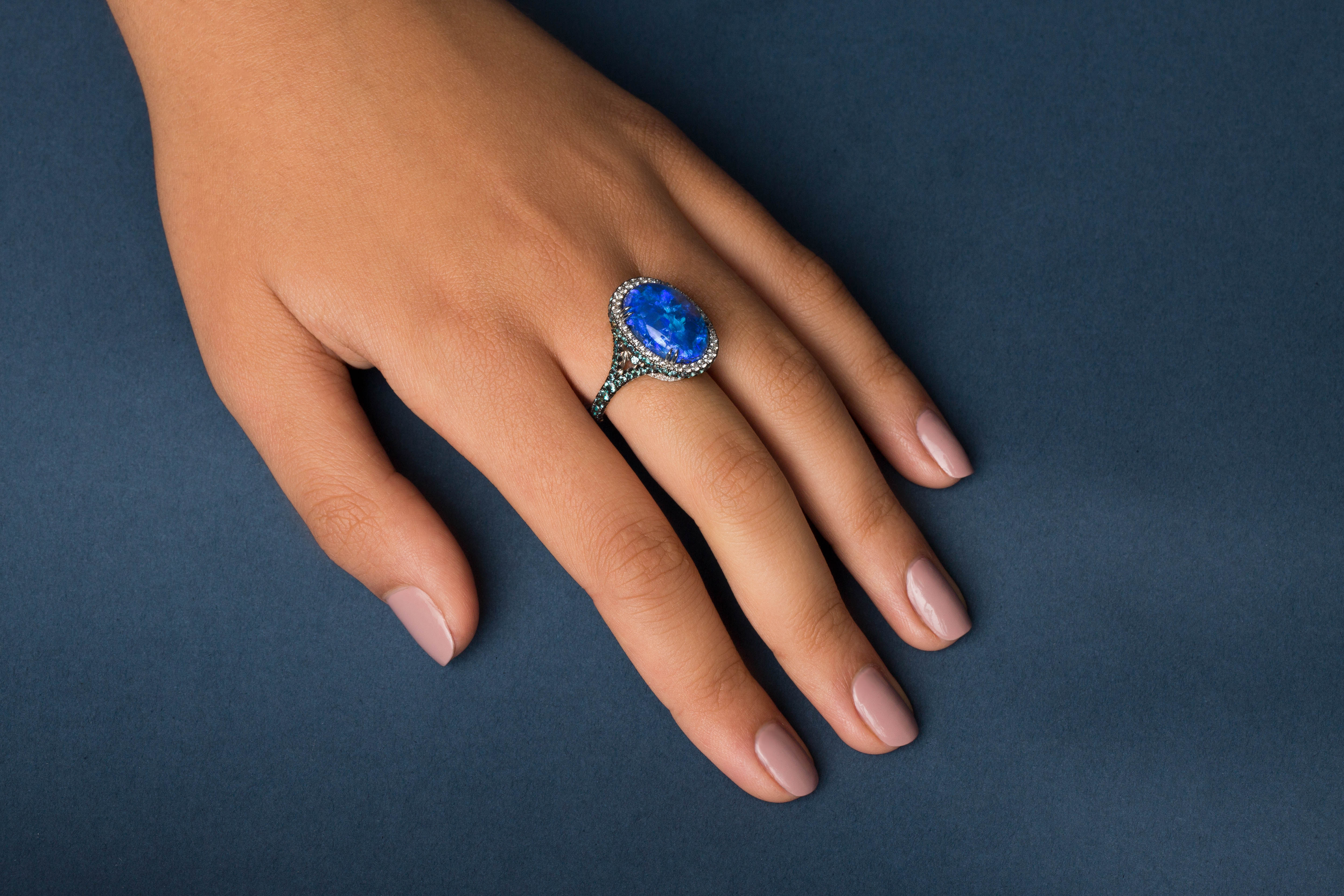 Omi Prive Platinum Colored Gemstone & Diamond Ring - Image 4