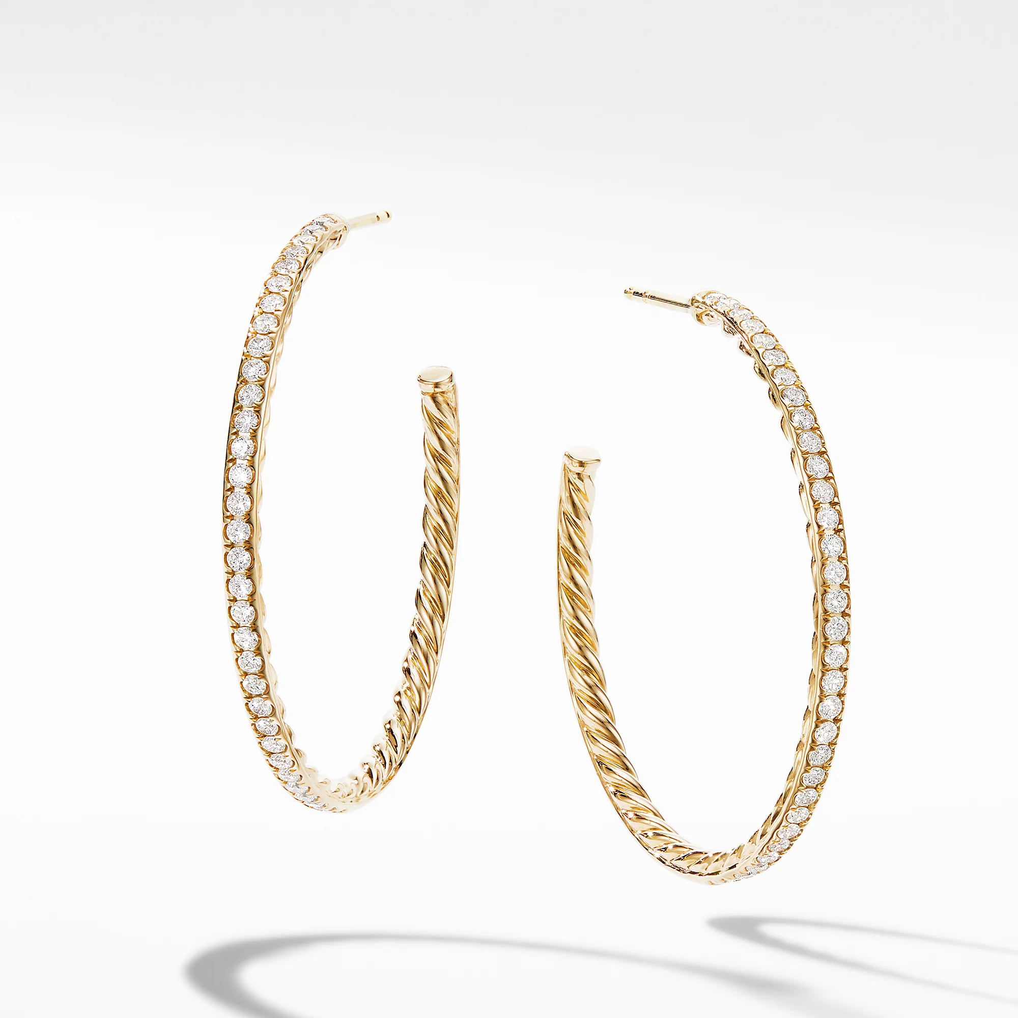 David Yurman Pavé Hoop Earrings In 18k Yellow Gold With Diamonds, 38mm