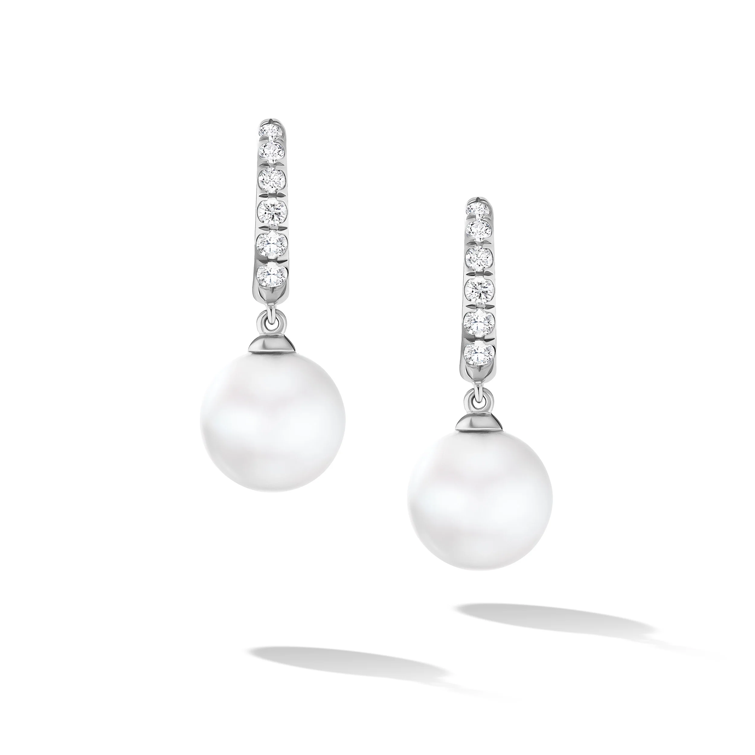 David Yurman Pearl And Pavé Drop Earrings In Sterling Silver With Pearls And Diamonds, 15.6mm