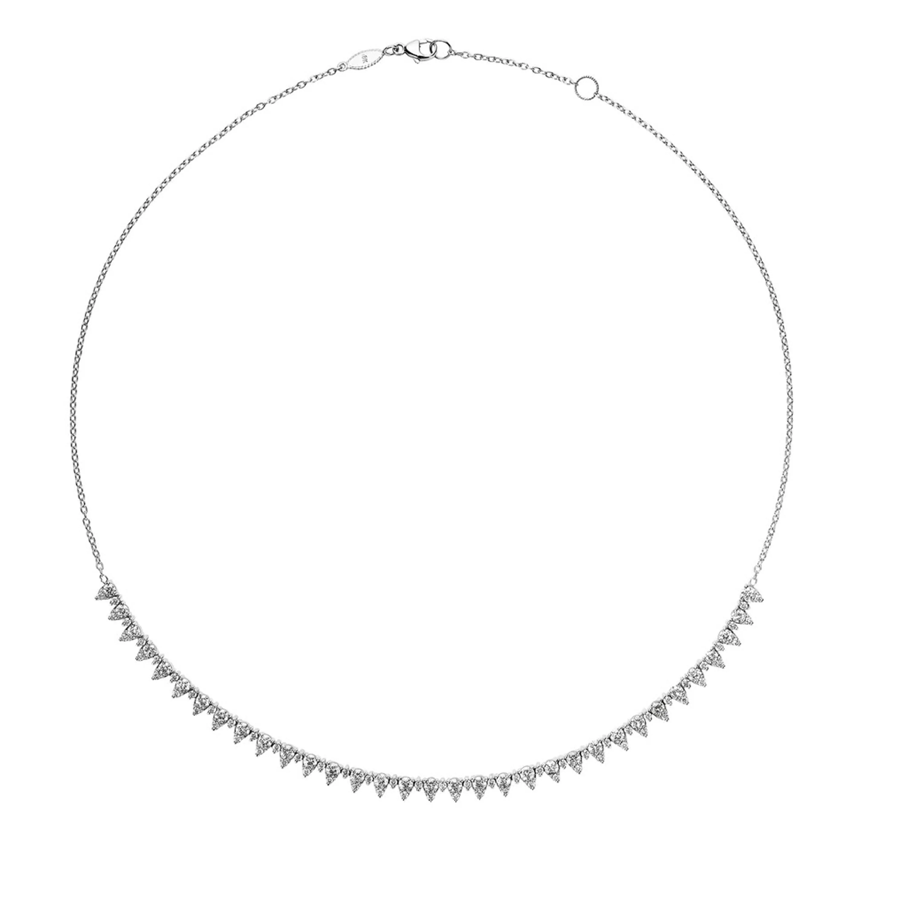 Penny Preville 18k White Gold Classic Front Pointed Diamond Choker Necklace - Image 2