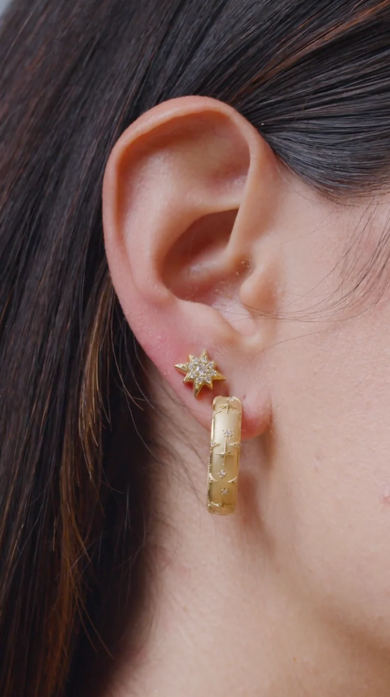 Penny Preville 18k Yellow Gold Celestial Dreams Diamond Hoop Earrings - Image 2