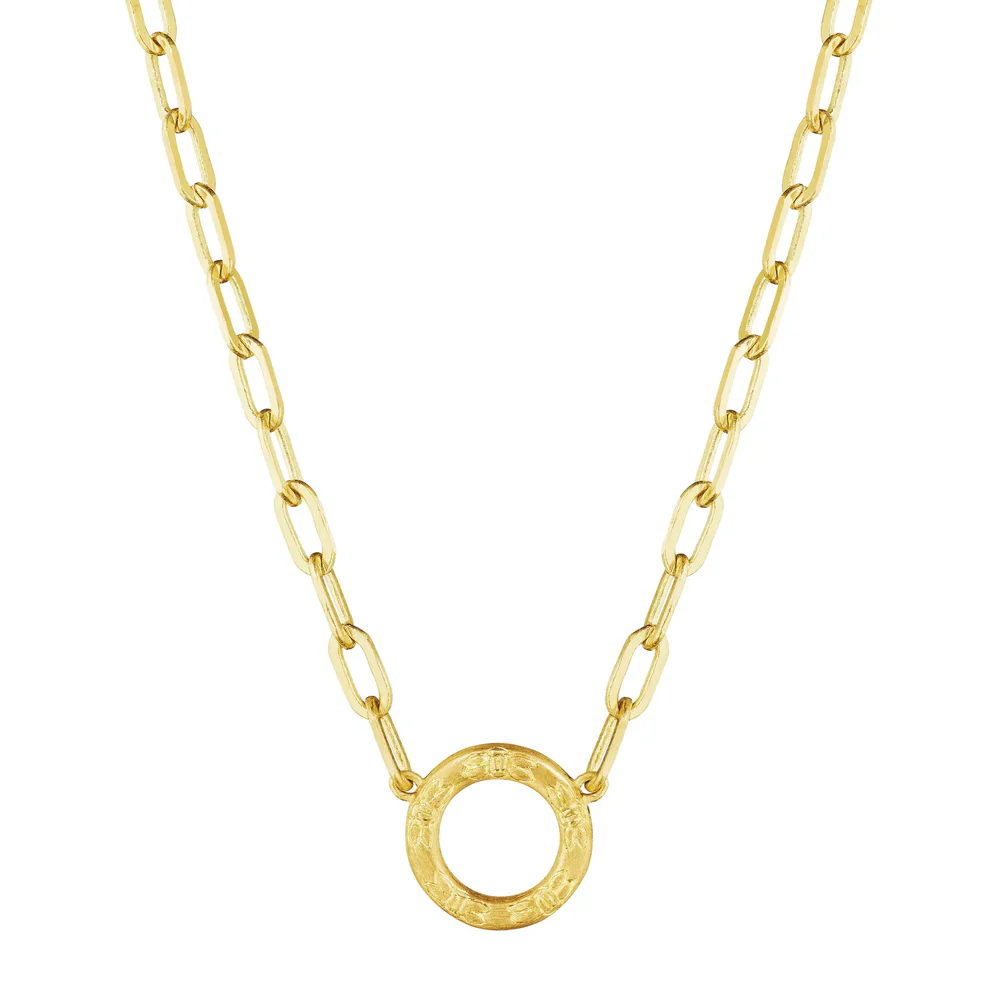 Penny Preville 18k Yellow Gold Chain Link Necklace With Engraved Ring