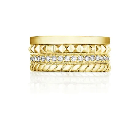 Penny Preville 18k Yellow Gold Rockstud Diamond 4 Row Ring