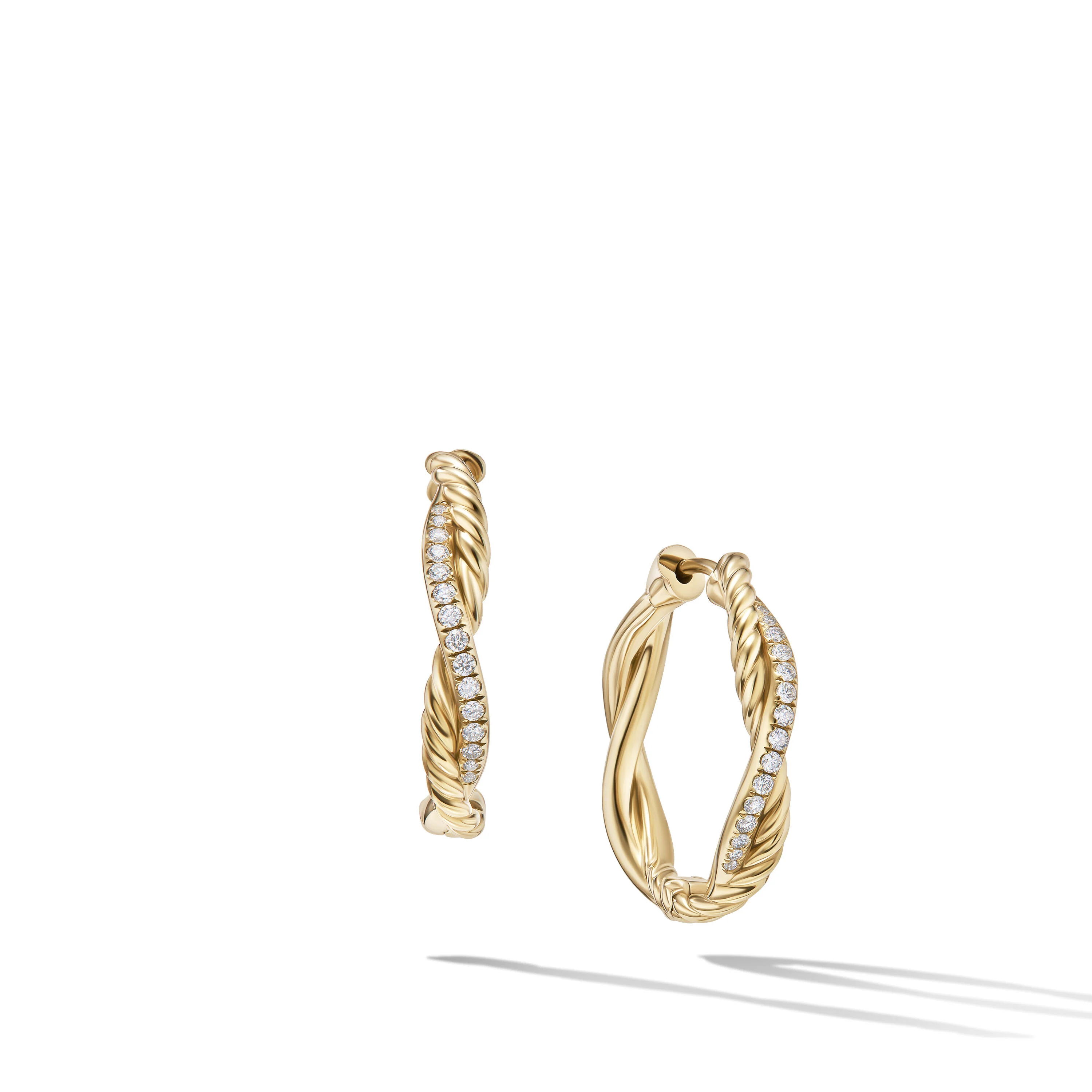 David Yurman Petite Infinity Hoop Earrings In 18k Yellow Gold With Diamonds, 17.3mm