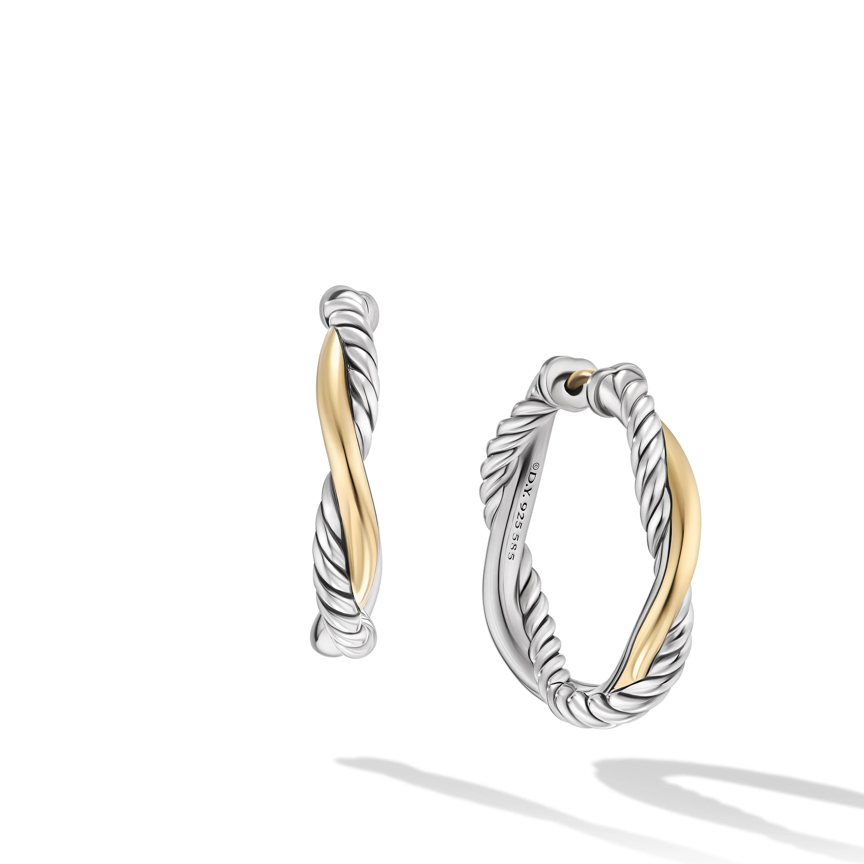 David Yurman Petite Infinity Hoop Earrings In Sterling Silver With 14k Yellow Gold, 17.3mm