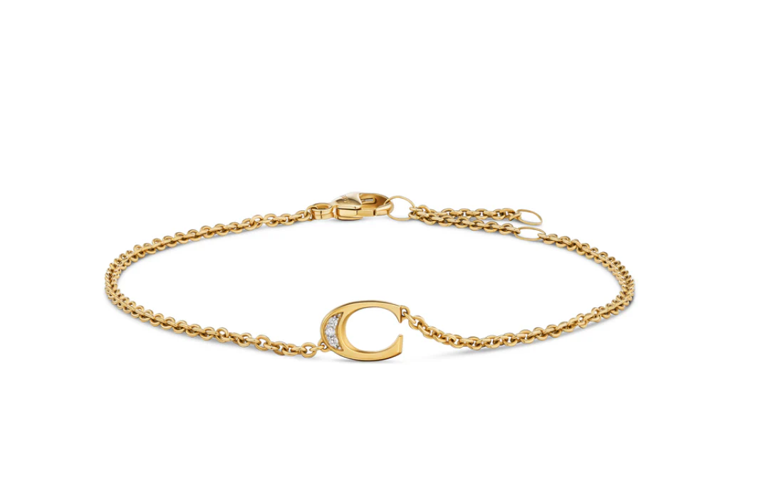 David Yurman Petite Pavé Initial Chain Bracelet In 18k Yellow Gold With Diamond C - Image 2