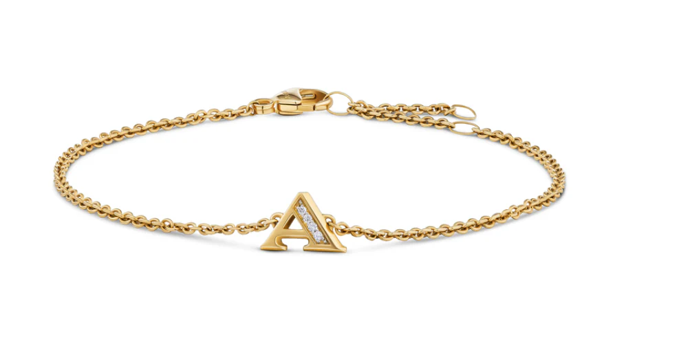 David Yurman Petite Pave Initial Chain Bracelet In 18k Yellow Gold With Diamond A - Image 2