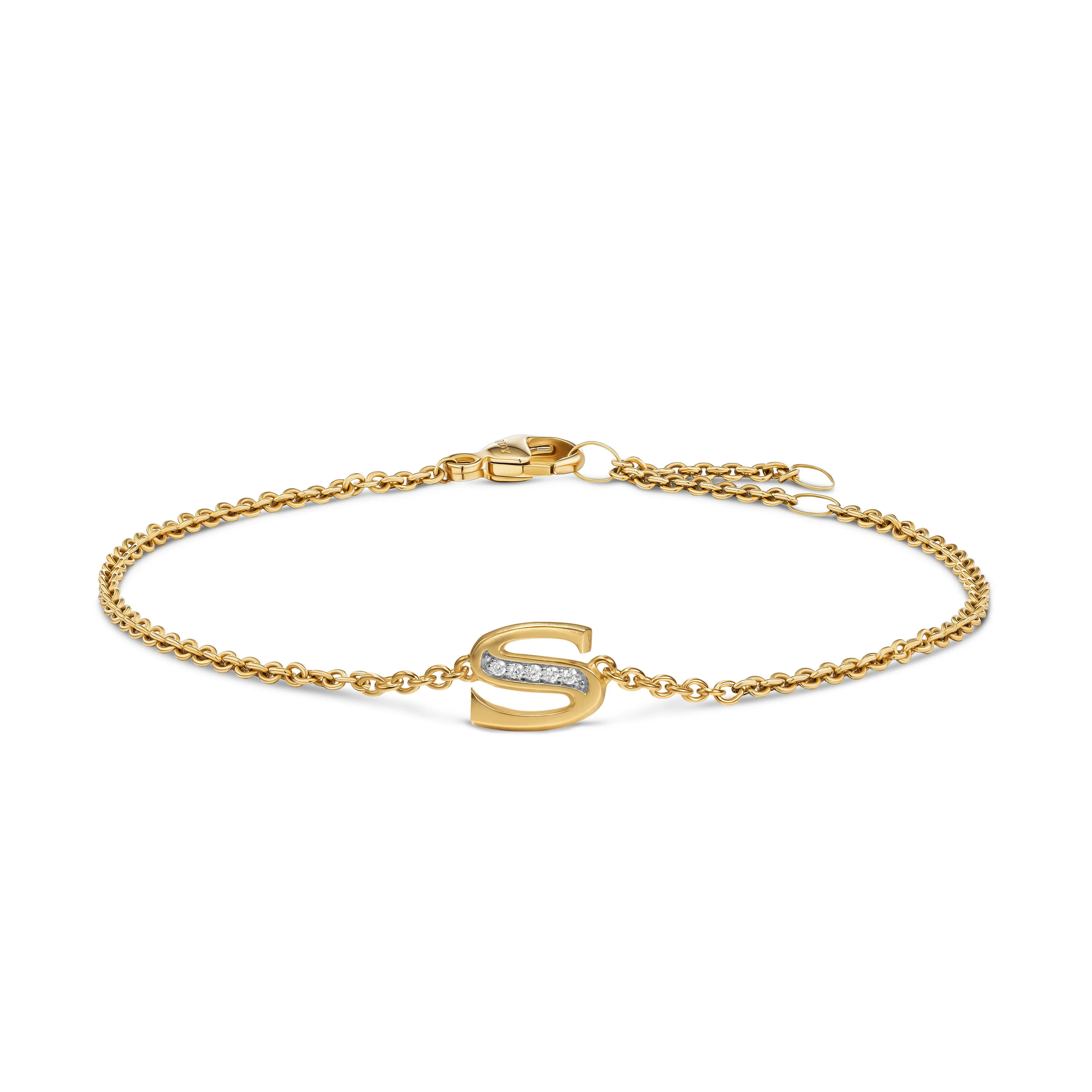 David Yurman Petite Pavé Initial Chain Bracelet In 18k Yellow Gold With Diamond S - Image 2