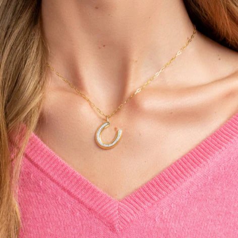 Phillips House 14k Yellow Gold Lucky Horseshoe Diamond Pendant Necklace - Image 2