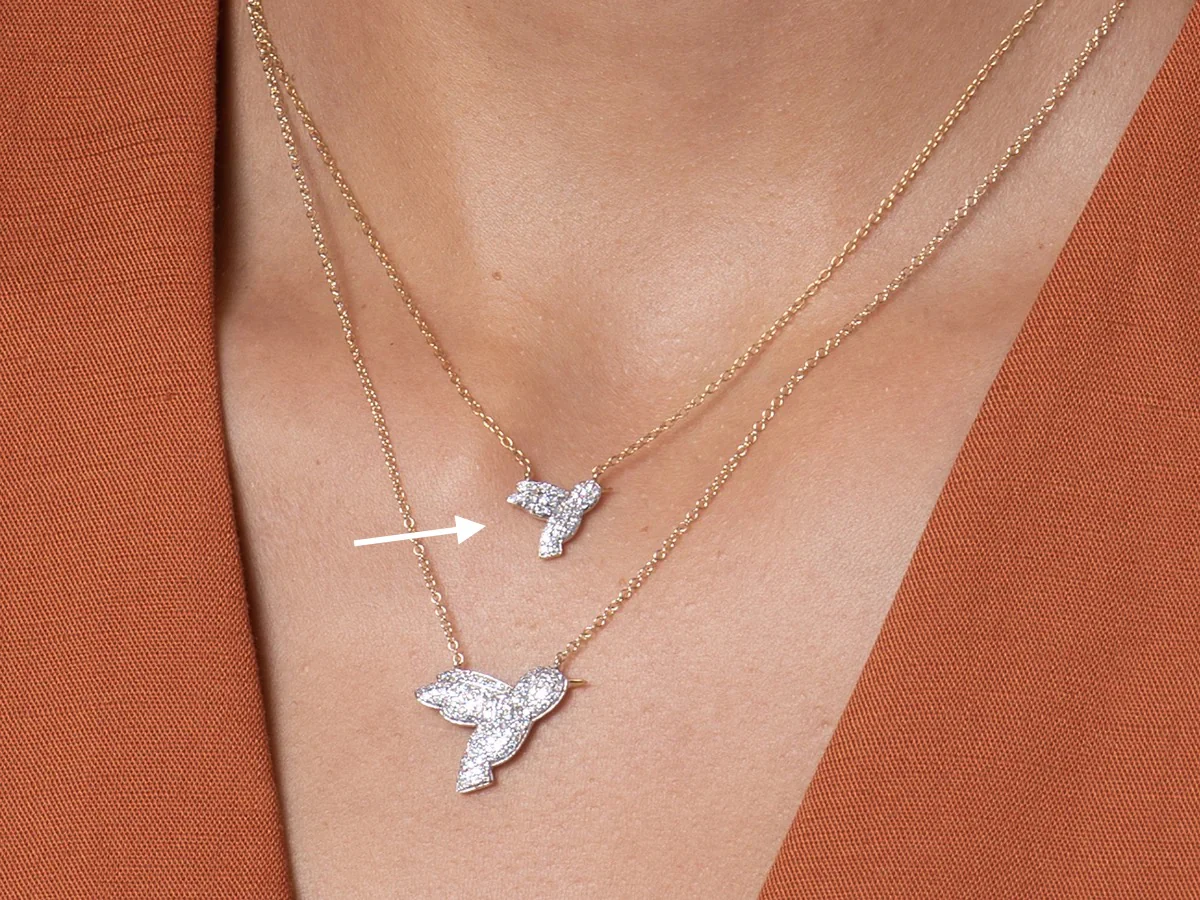 Phillips House 14k Yellow Gold Symphony Petite Hummingbird Diamond Necklace - Image 2