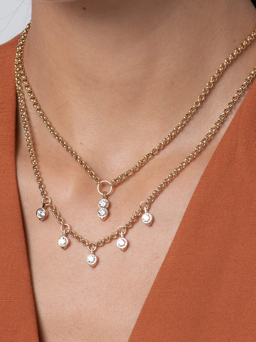 Phillips House 18k Yellow Gold Five Station Bezel-Set Diamond Drop Necklace - Image 2