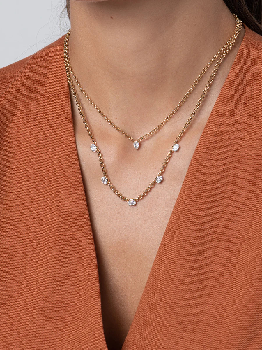 Phillips House 18k Yellow Gold One Of One Diamond Station Necklace - Image 2
