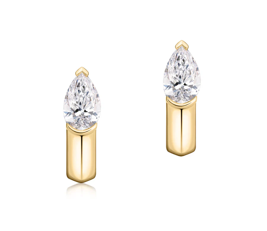 Phillips House 18k Yellow Gold & Platinum One Of One Reversible Diamond & Sapphire Huggies - Image 3