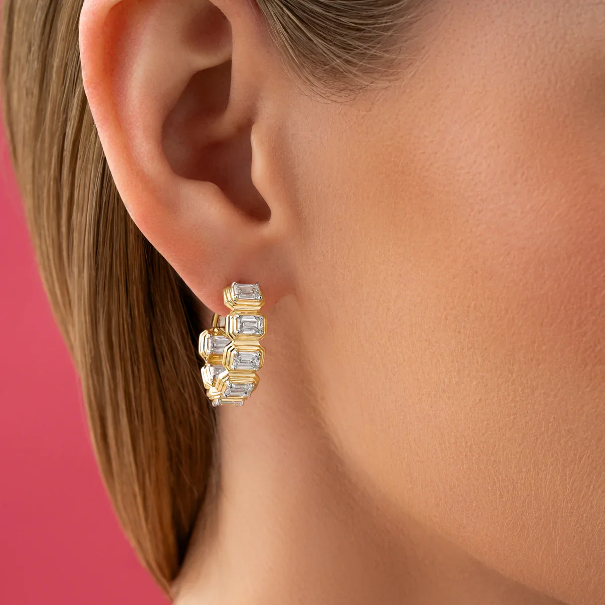 Phillips House Platinum And 18k Yellow Gold Layered Diamond Hoops - Image 2
