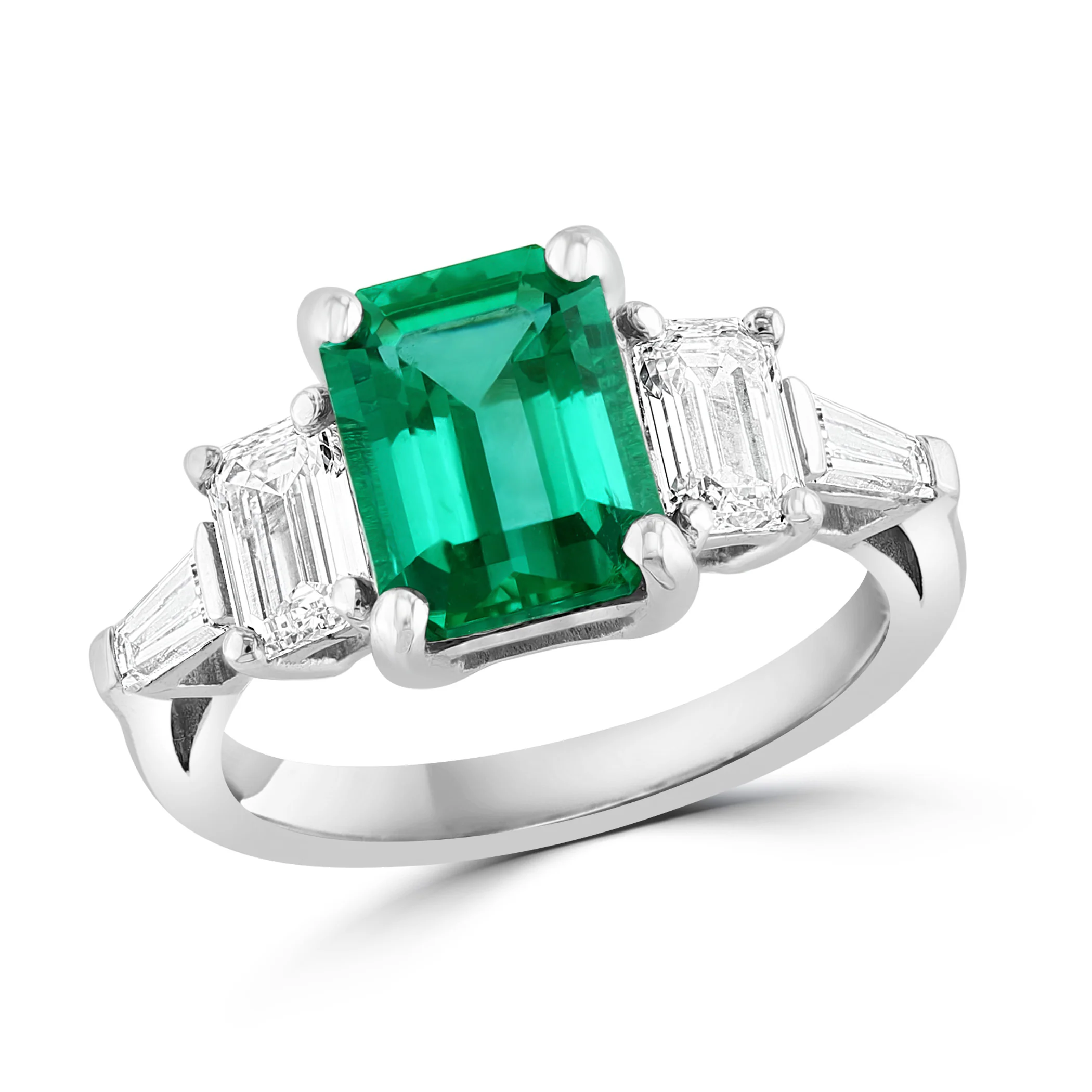Brown & Co. Platinum Emerald & Diamond Ring - Image 4