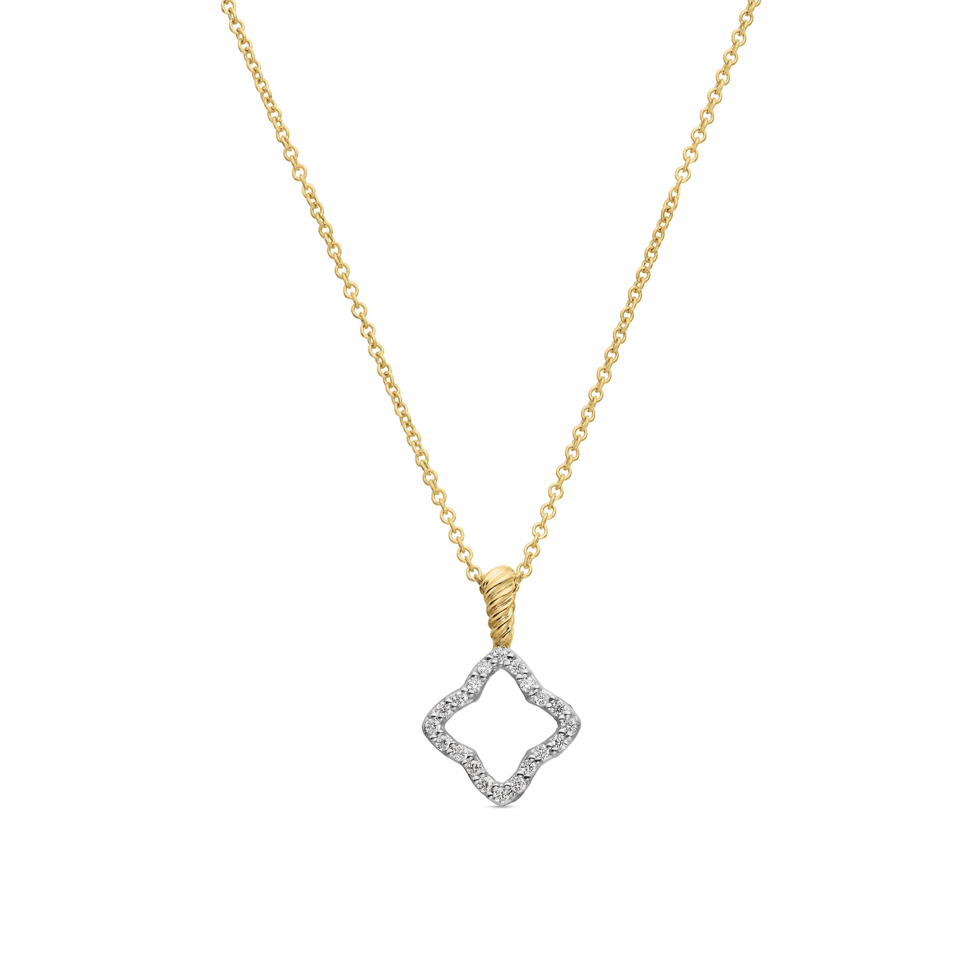 David Yurman Cable Collectibles® Quatrefoil Necklace In 18k Yellow Gold With Diamonds, 17.5mm - Image 2