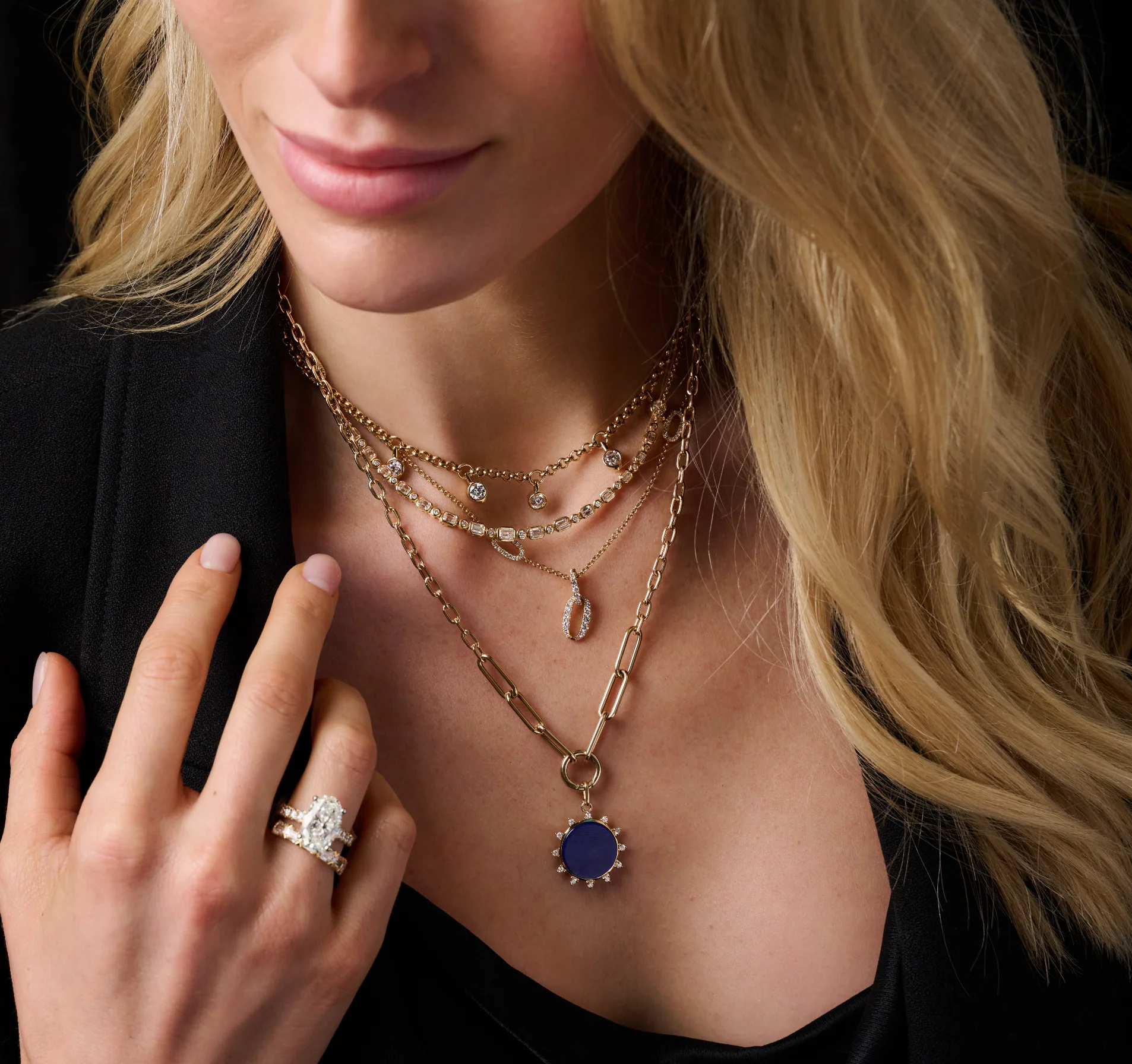 Rachel Reid 14k Yellow Gold Lapis & Diamond Sun Charm - Image 2