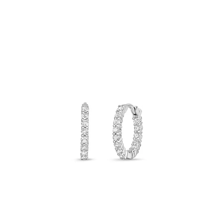 Roberto Coin 18k White Gold Perfect Hoops Earring