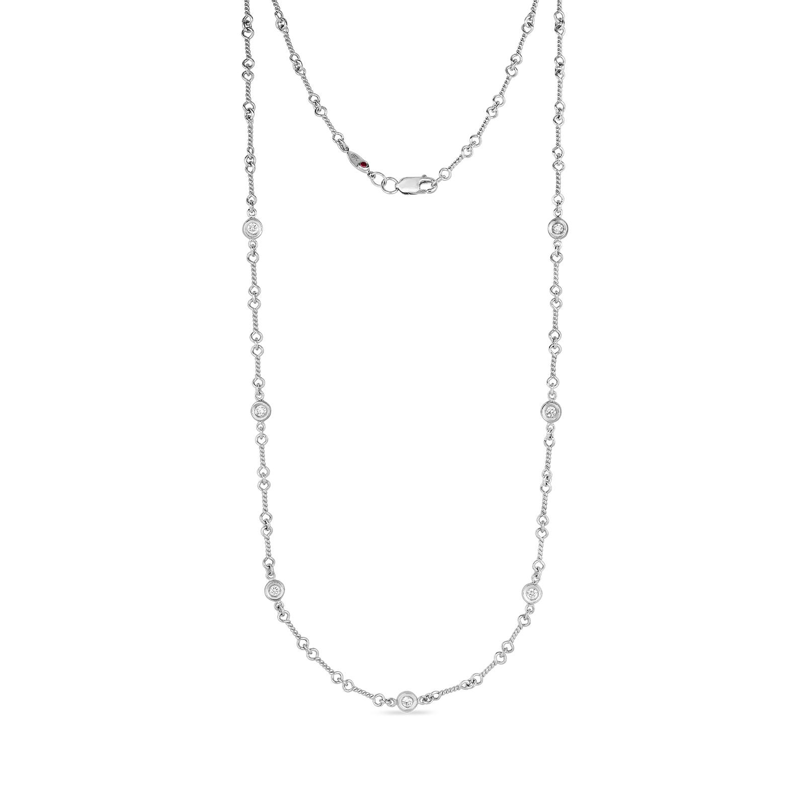 Roberto Coin 18k White Gold 7 Station Diamonds By The Inch Necklace - Image 2