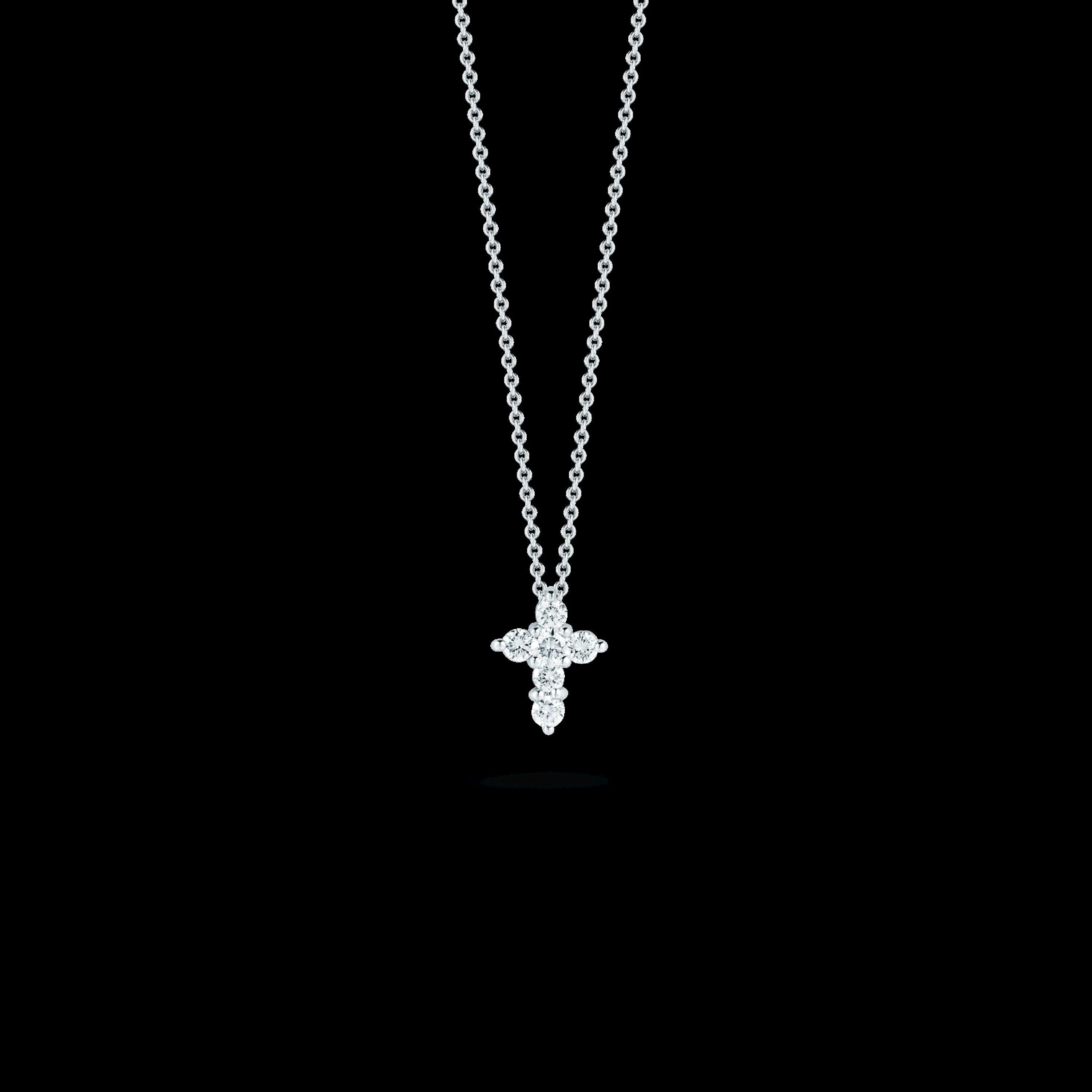 Roberto Coin 18K White Gold Tiny Treasures Diamond Cross Pendant Necklace - Image 2