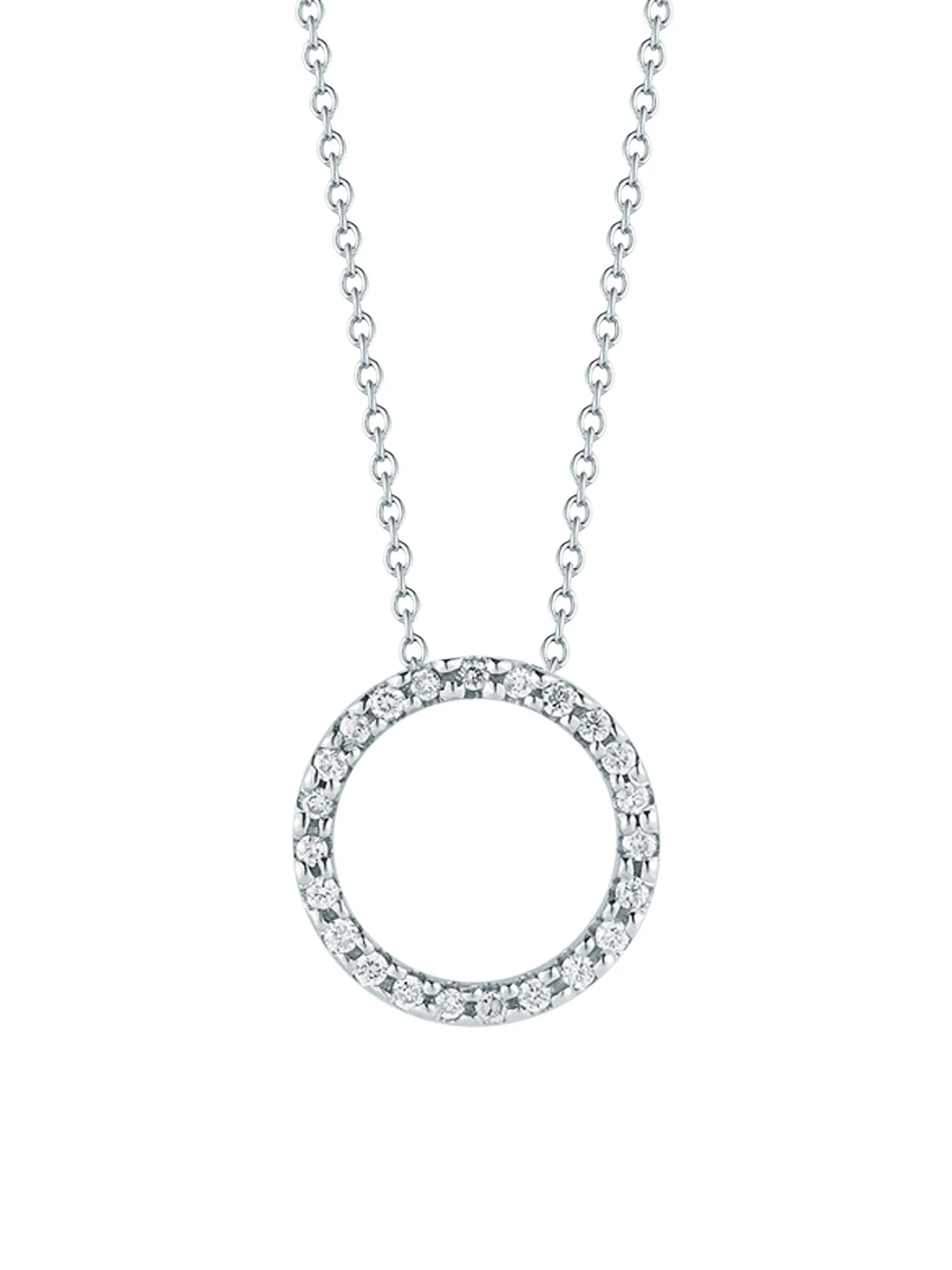 Roberto Coin 18k White Gold Tiny Treasures Circle Diamond Pendant - Image 2