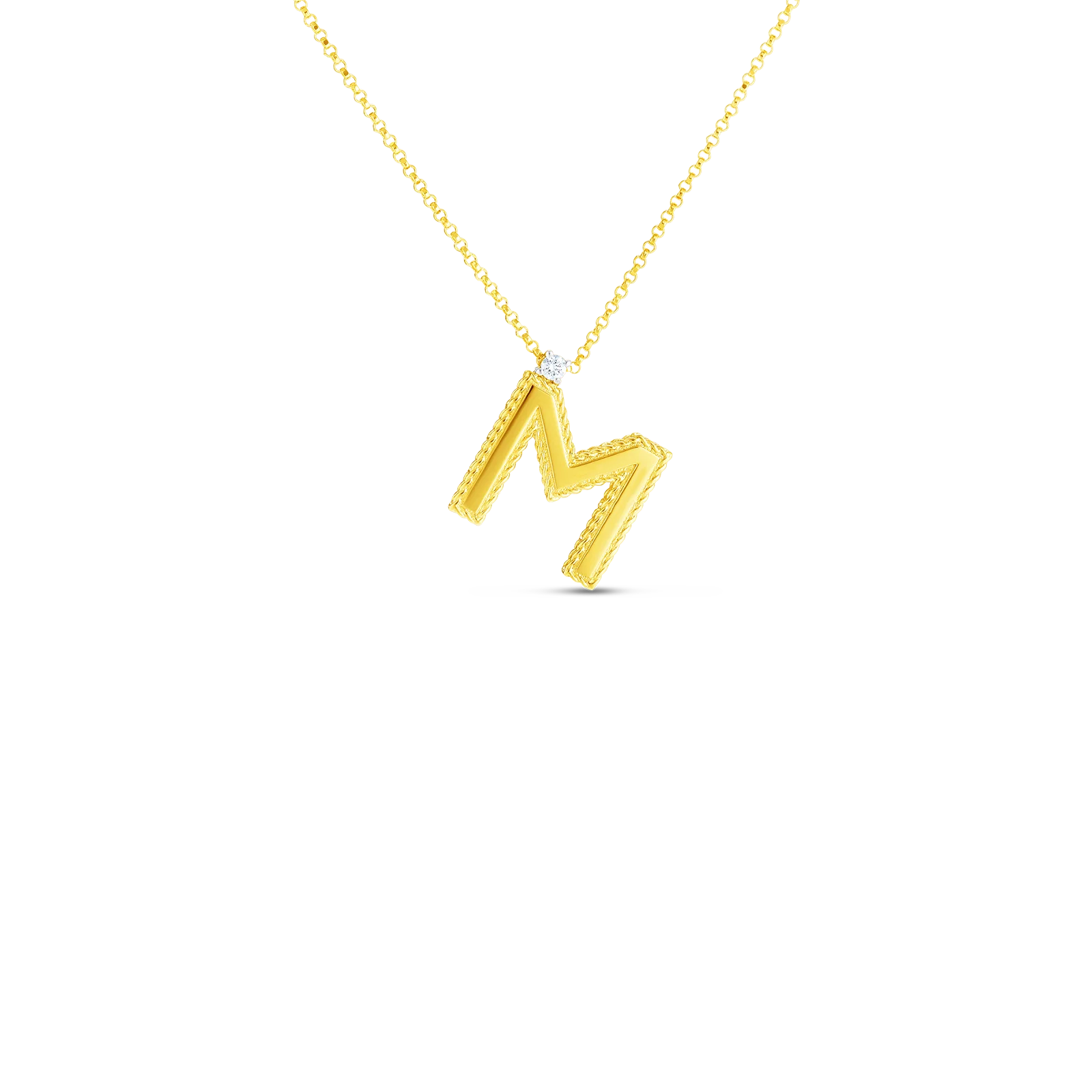 Roberto Coin 18k Yellow Gold Princess Block Diamond Necklace - Image 2