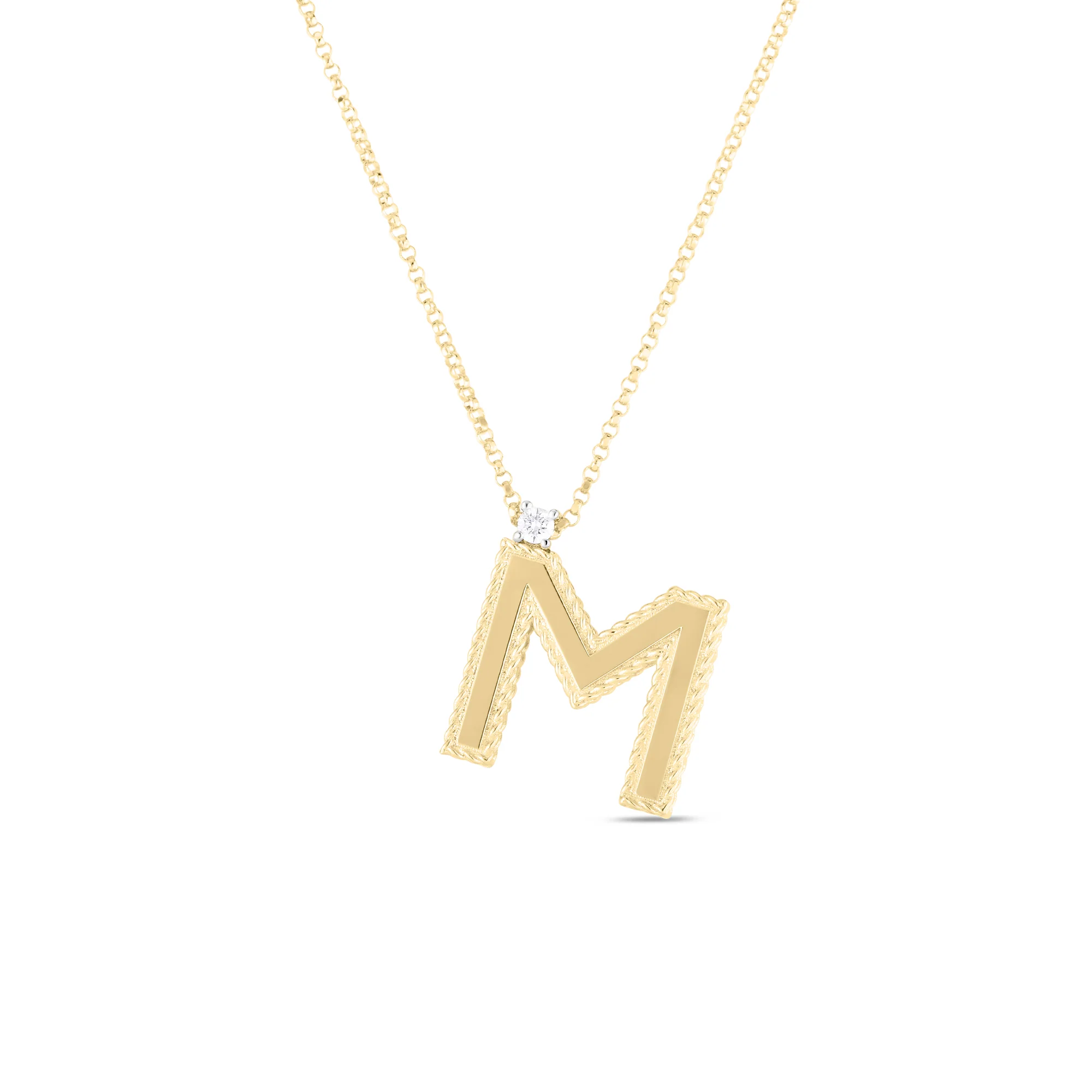 Roberto Coin 18k Yellow Gold Princess Block Diamond Necklace - Image 3