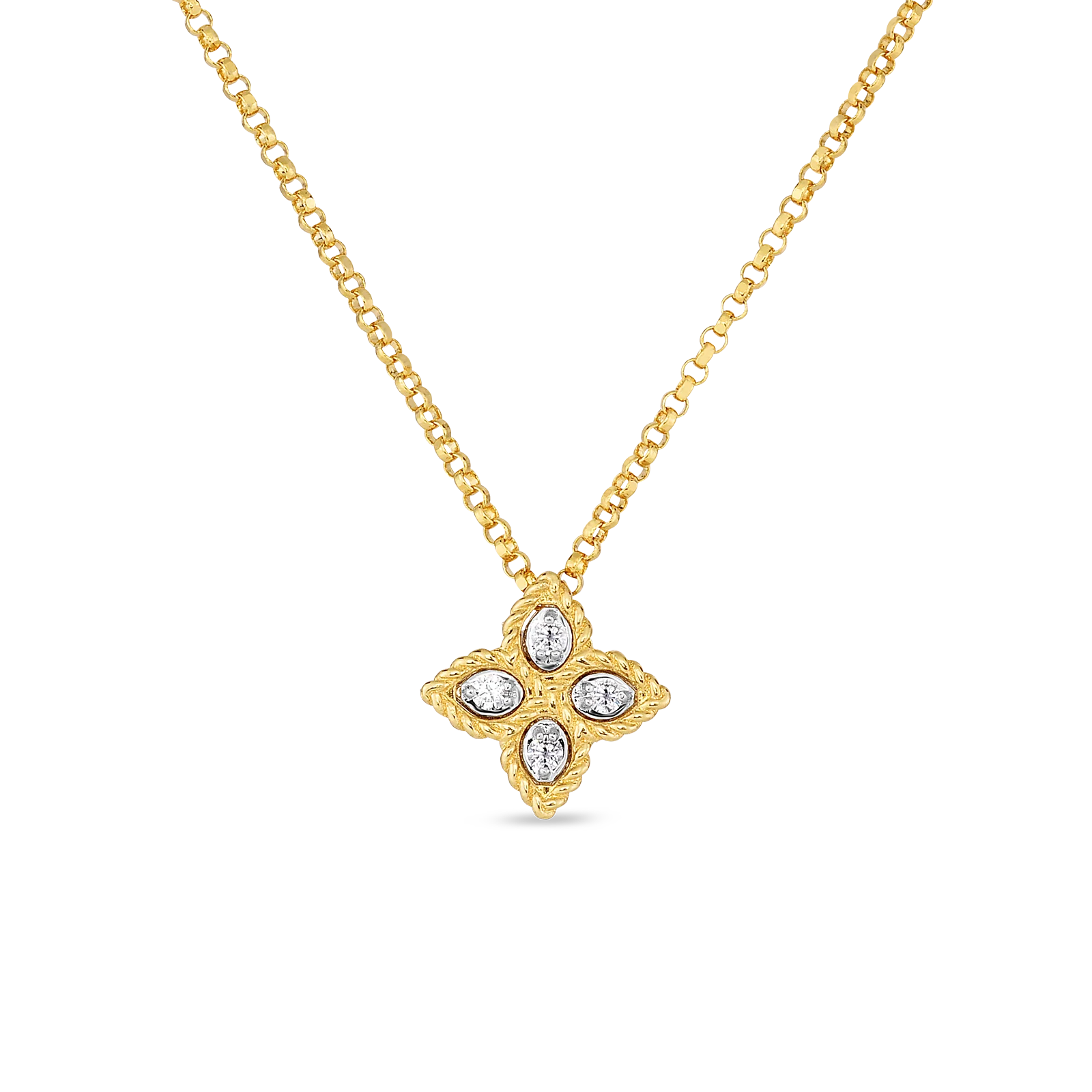 Roberto Coin 18k Yellow Gold Princess Flower Diamond Necklace - Image 2