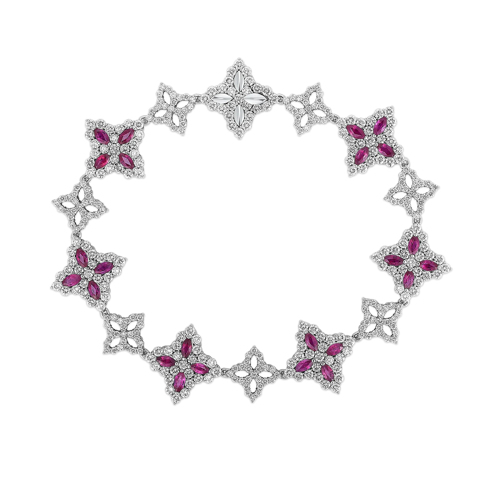 Roberto Coin 18k White Gold Princess Flower Colored Gemstone & Diamond Bracelet