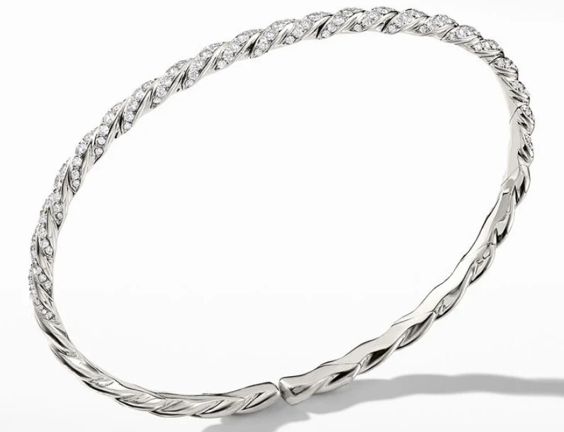 David Yurman 3.5mm Sculpted Cbl Flex Single Row Cbl Brc Di 8w