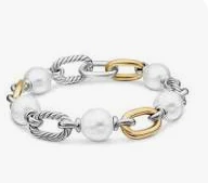 David Yurman Ss/18y Prl Chain Bracelet