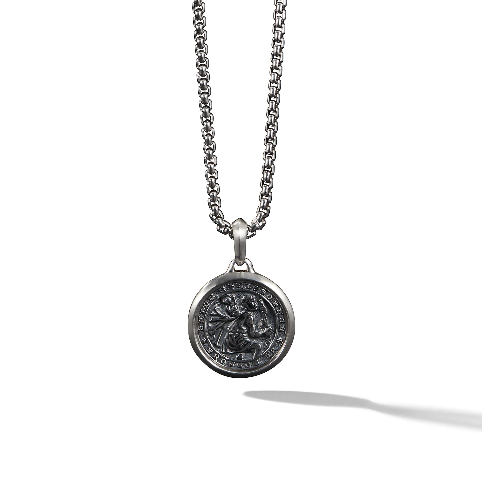 David Yurman St. Christopher Amulet In Sterling Silver With Diamonds, 34.5mm