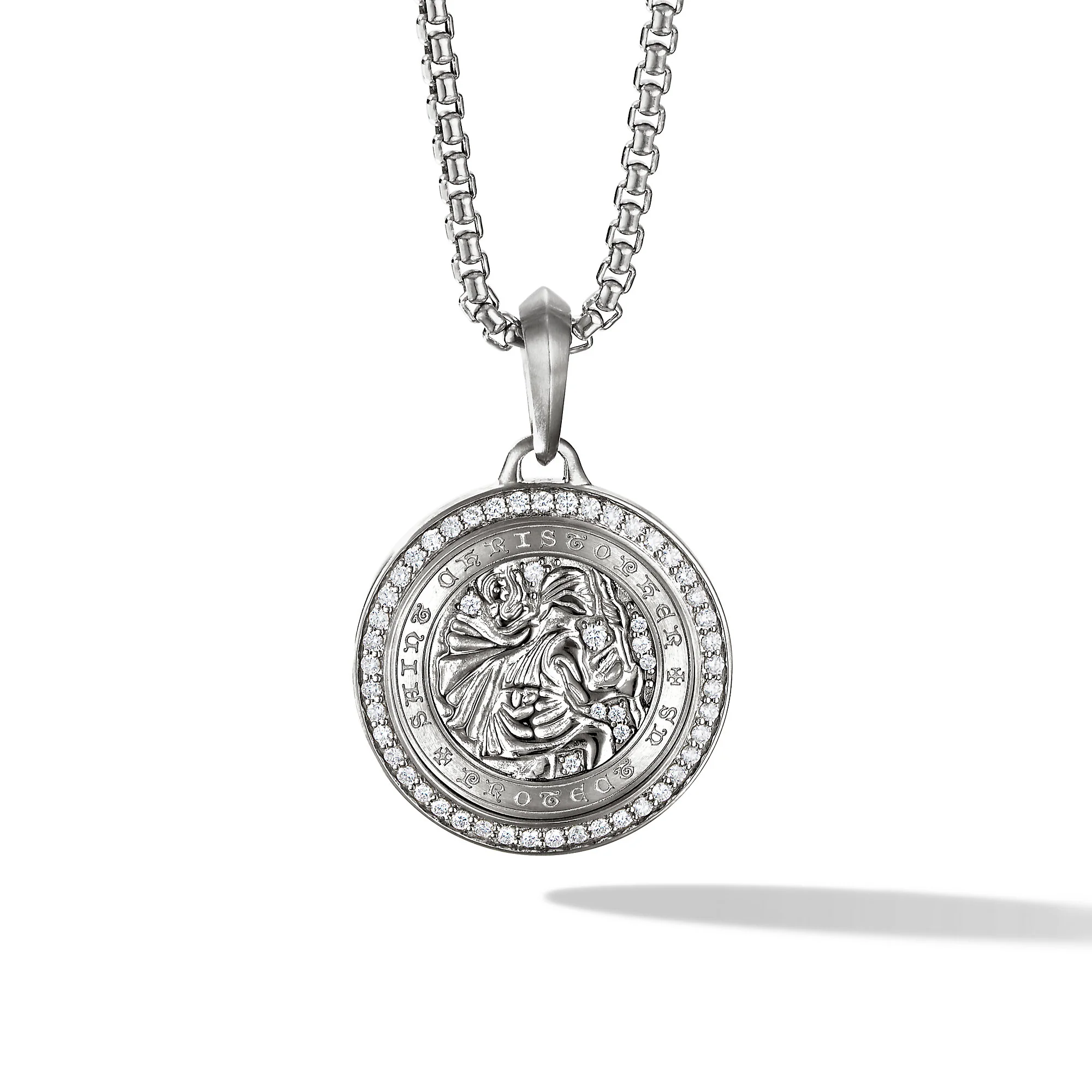 David Yurman St. Christopher Amulet In Sterling Silver With Diamonds, 34.5mm - Image 2