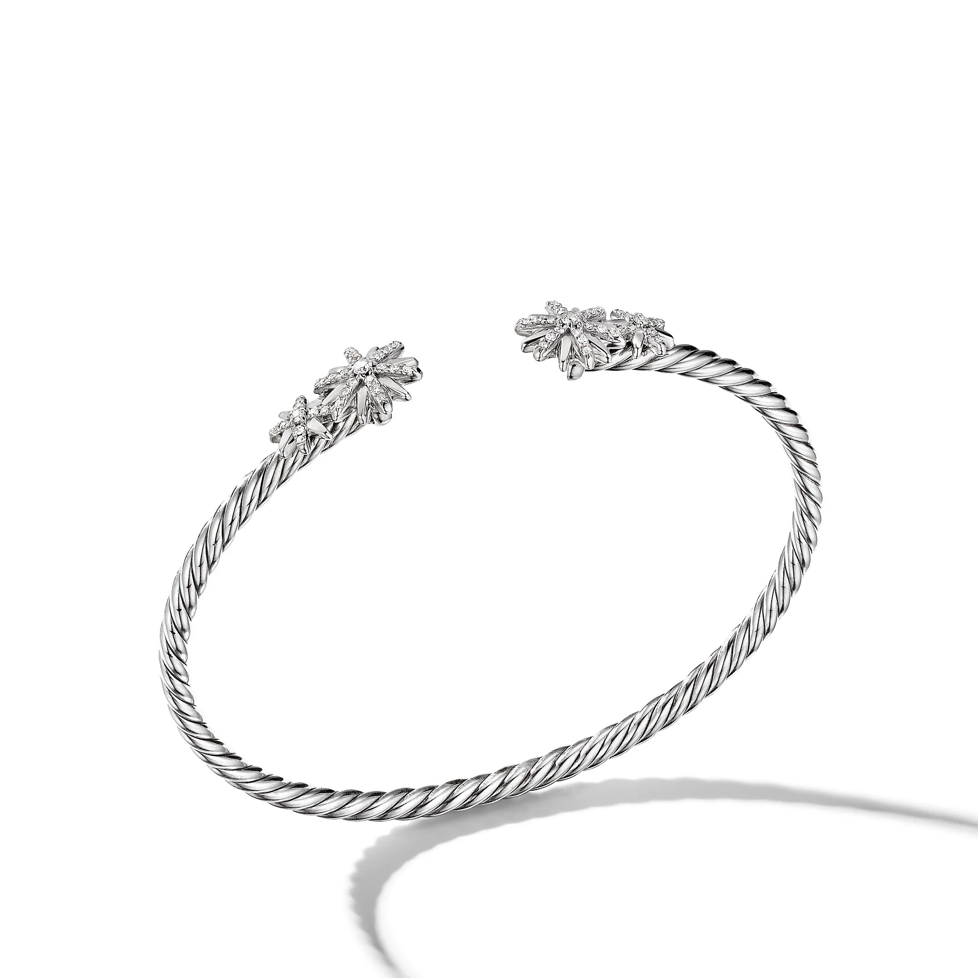 David Yurman Starburst Cable Bracelet In Sterling Silver With Diamonds, 3.5mm