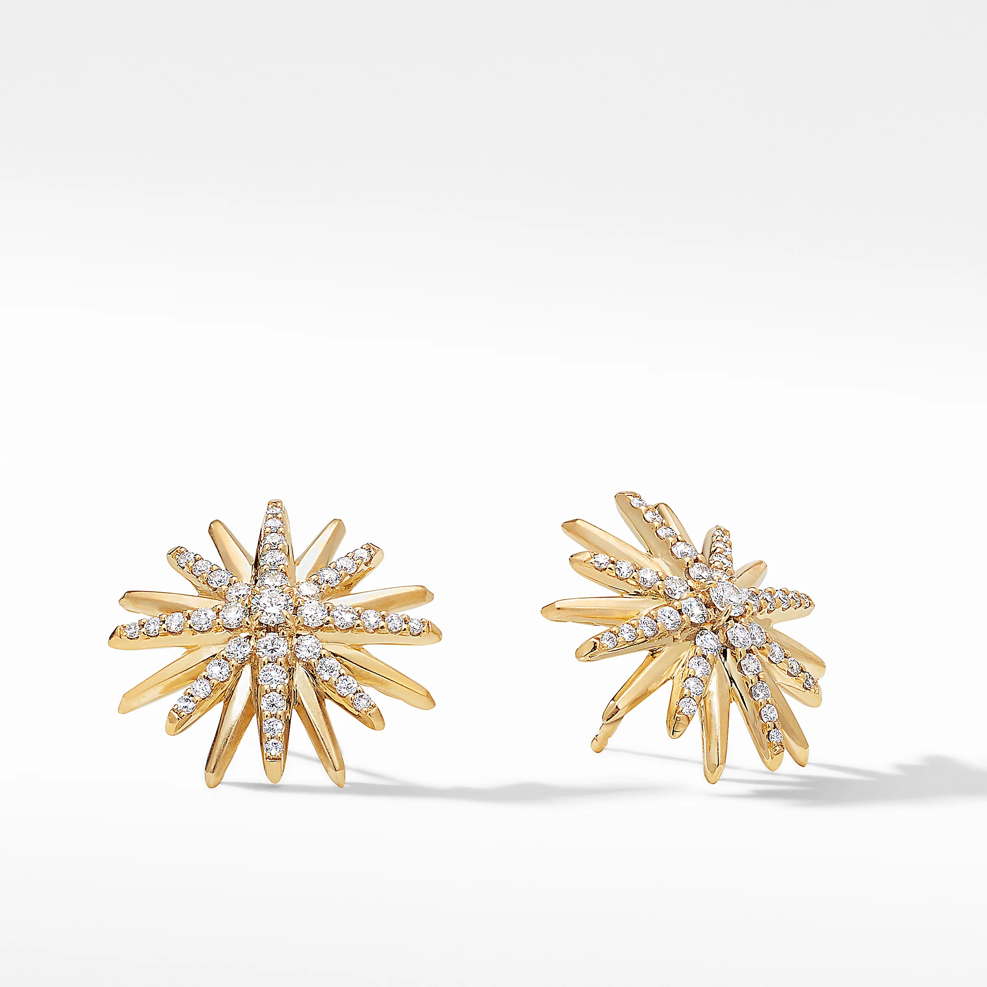 David Yurman Starburst Stud Earrings In 18k Yellow Gold With Diamonds, 19mm