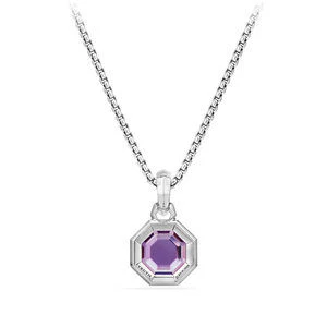 David Yurman Octagon Cut Amulet In Sterling Silver With Amethyst, 13mm