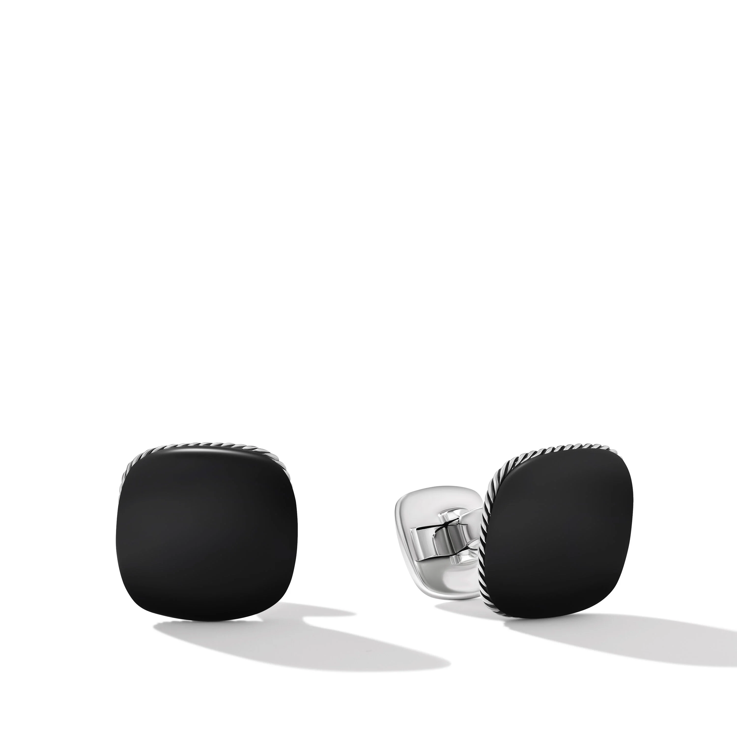 David Yurman Streamline Exotic Stone Cufflinks In Sterling Silver With Cabochon Black Onyx