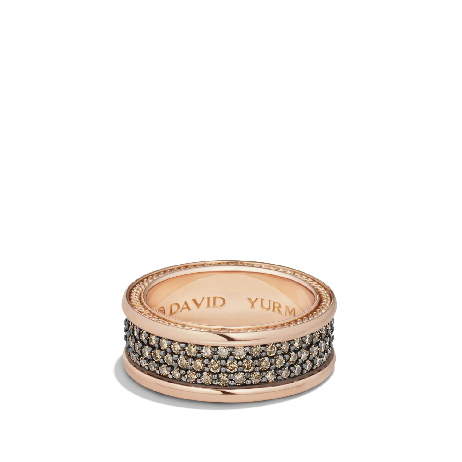 David Yurman Streamline® Three Row Band Ring In 18k Rose Gold With Cognac Diamonds, 8.5mm - Image 2