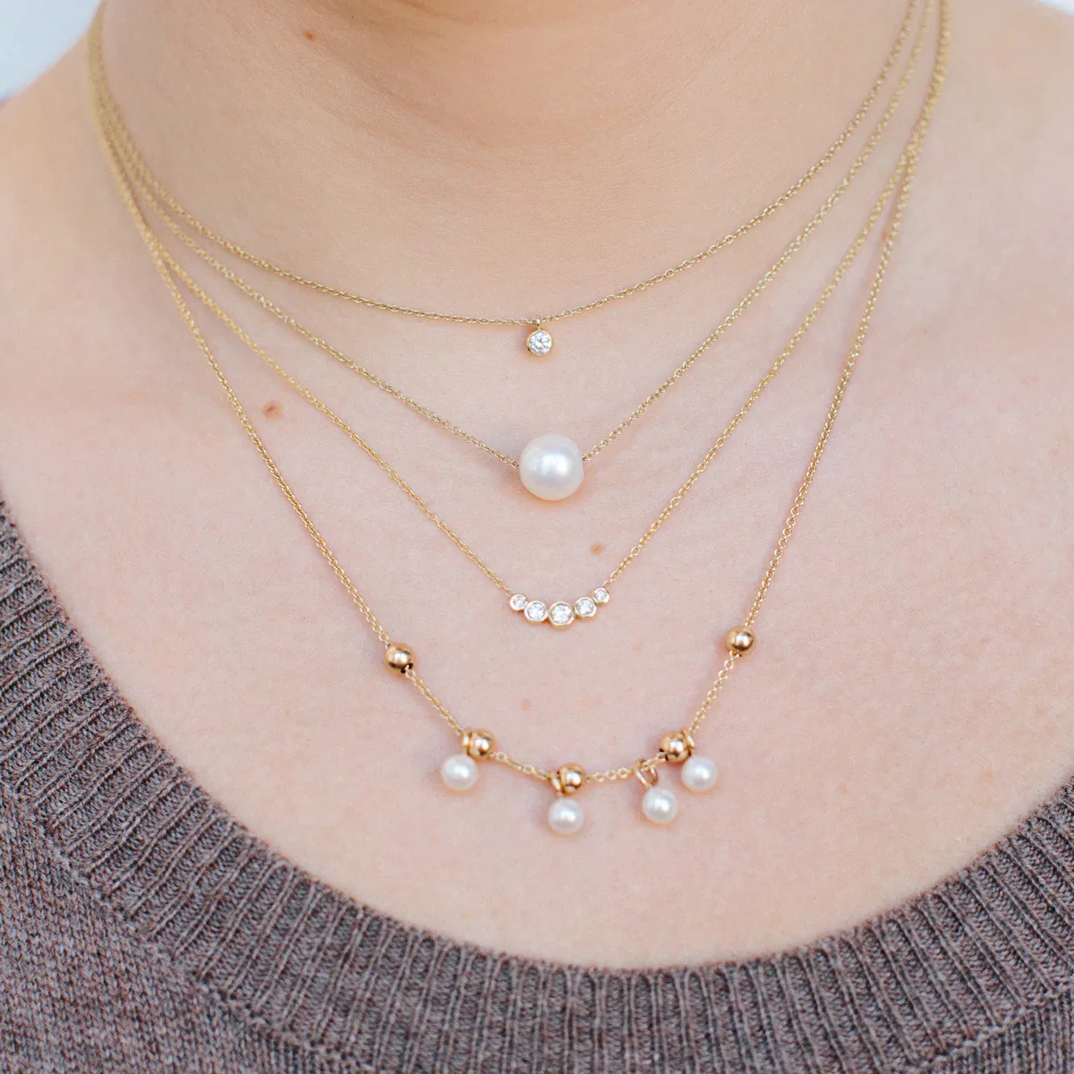 Zoe Chicco 14k Yellow Gold Curved Diamond Bezel Necklace - Image 2