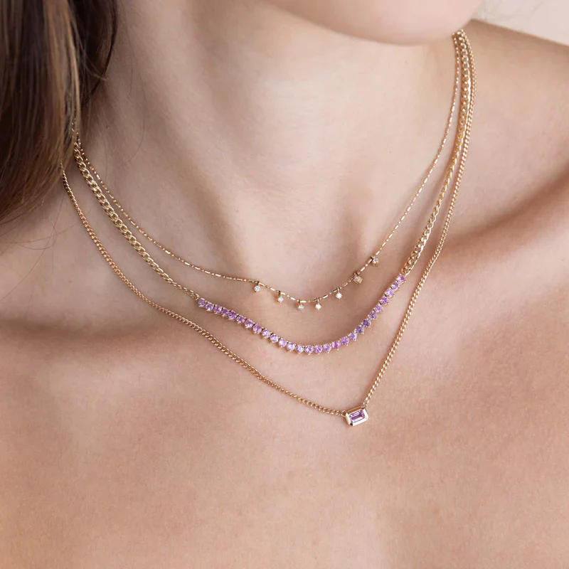 Zoe Chicco 14k Yellow Gold Pink Sapphire Bezel Necklace - Image 2