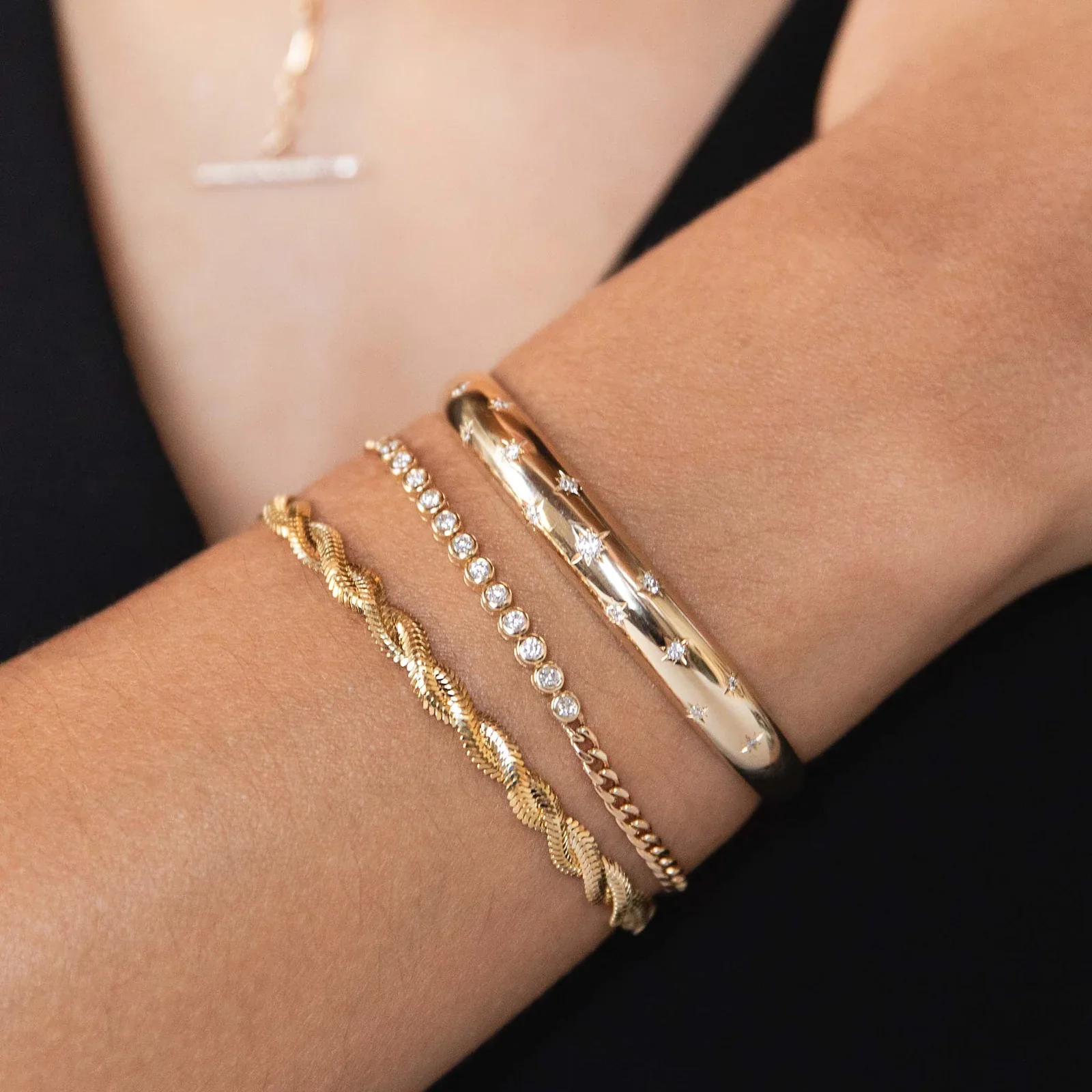 Zoë Chicco 14k Yellow Gold Small Diamond Star Cuff - Image 2